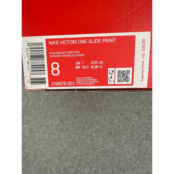 Nike‎ Victori One Slide Print Mens Size 8 Black Grey CN9678-001 NEW - Picture 8 of 8
